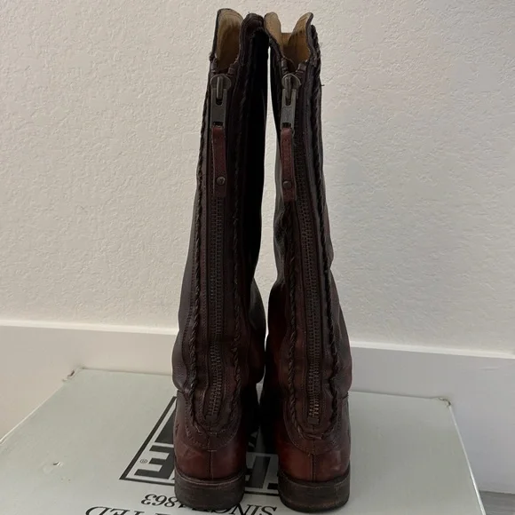 Frye Vintage Veronica Twist Back Zip in Brown/Tan Distressed Size 9 - Picture 6 of 12